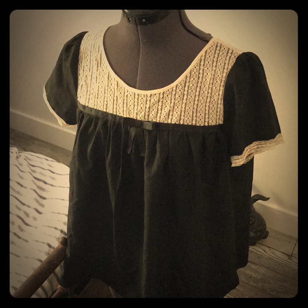 Cream lace babydoll blouse